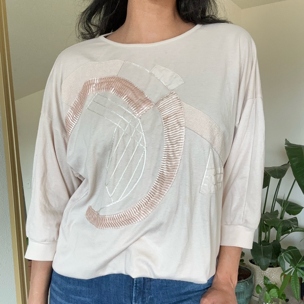 Women's Beige Embroidered Top
